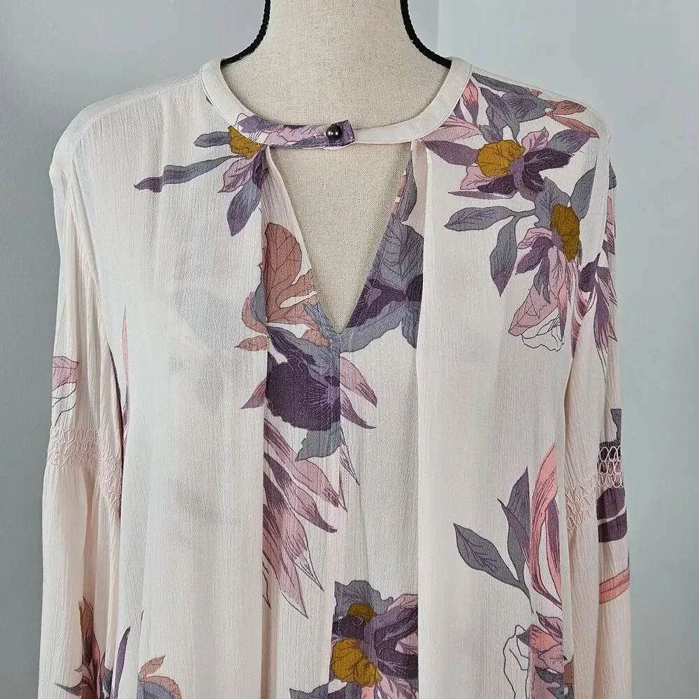 Free People Tunic Boho Mini Dress Floral Print | Women's Small | MINOR FLAW - Picture 16 of 16